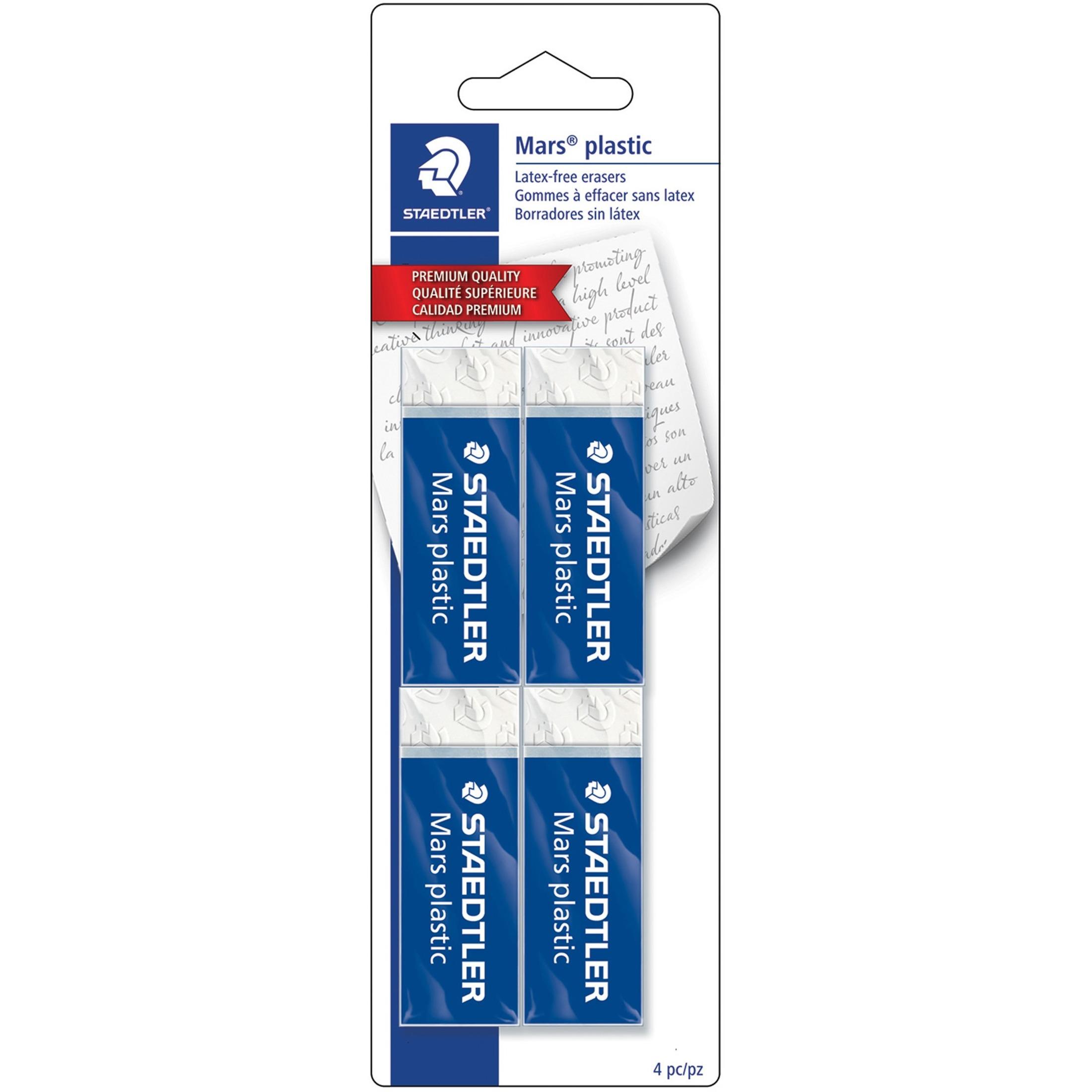 Plastic Eraser, Latex-free, 2-1/2"x7/8"x1/2", 4/PK, WE