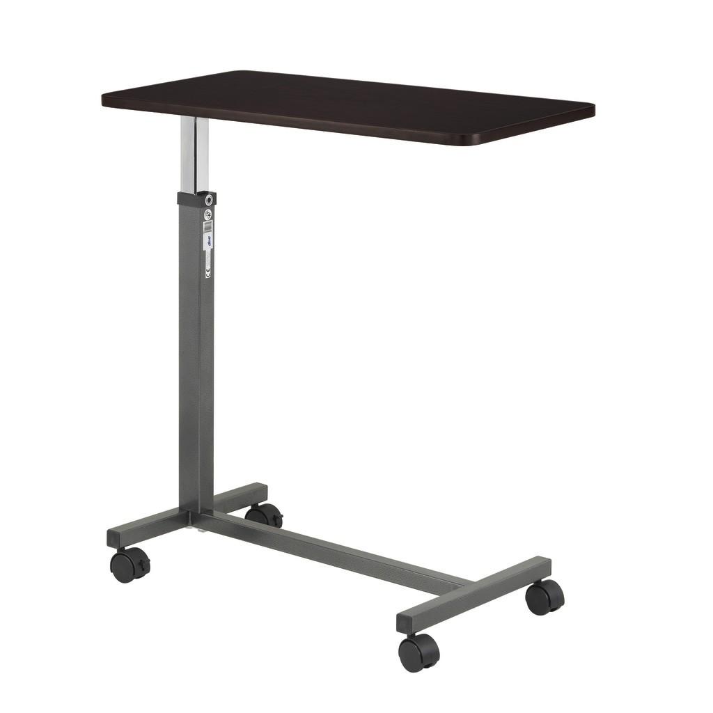 Overbed Table, Deluxe, Non-Tilt, Walnut Top, Chrome Base (4C836 ...