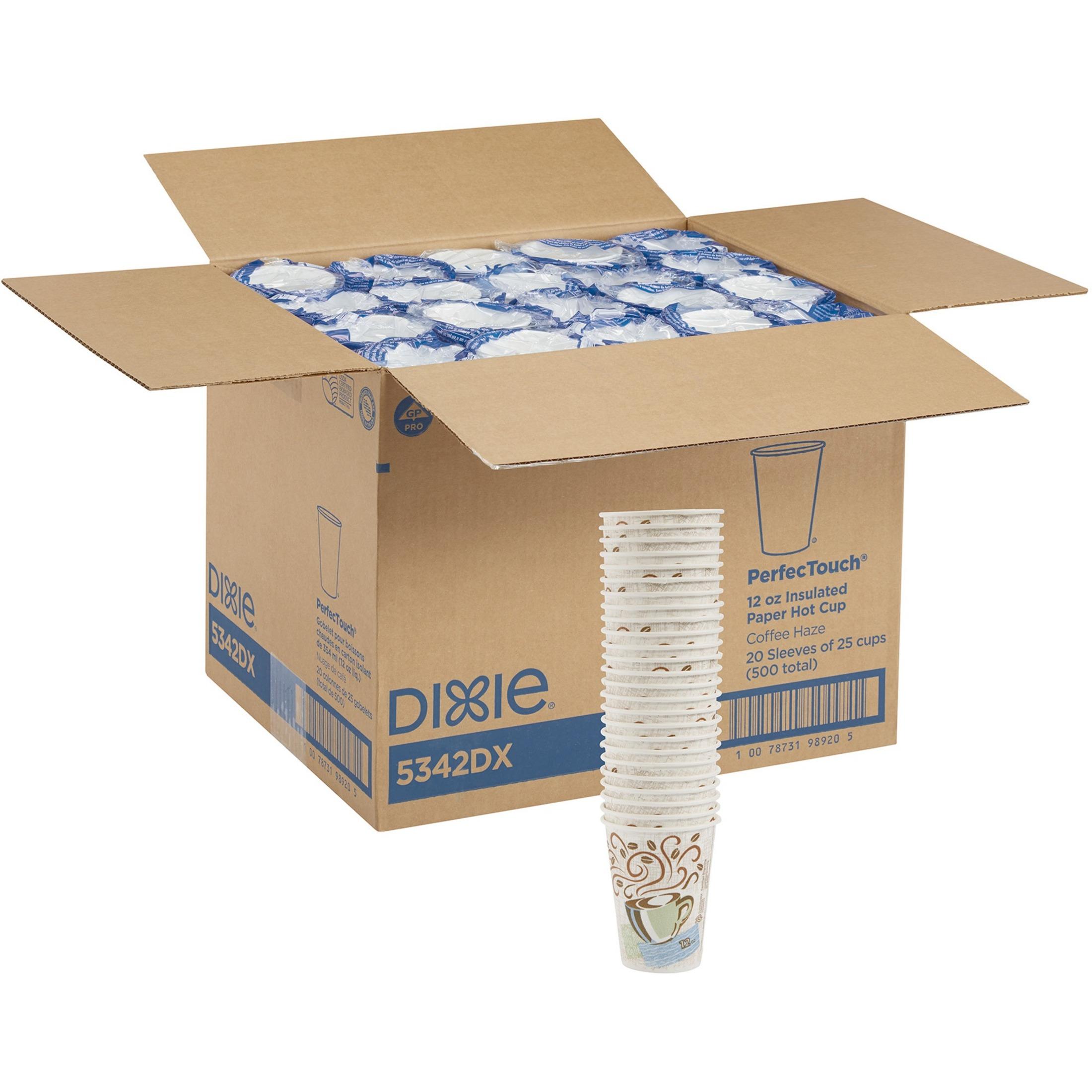 Dixie PerfecTouch Insulated Paper Hot Coffee Cups, 12oz (Pack of 500)