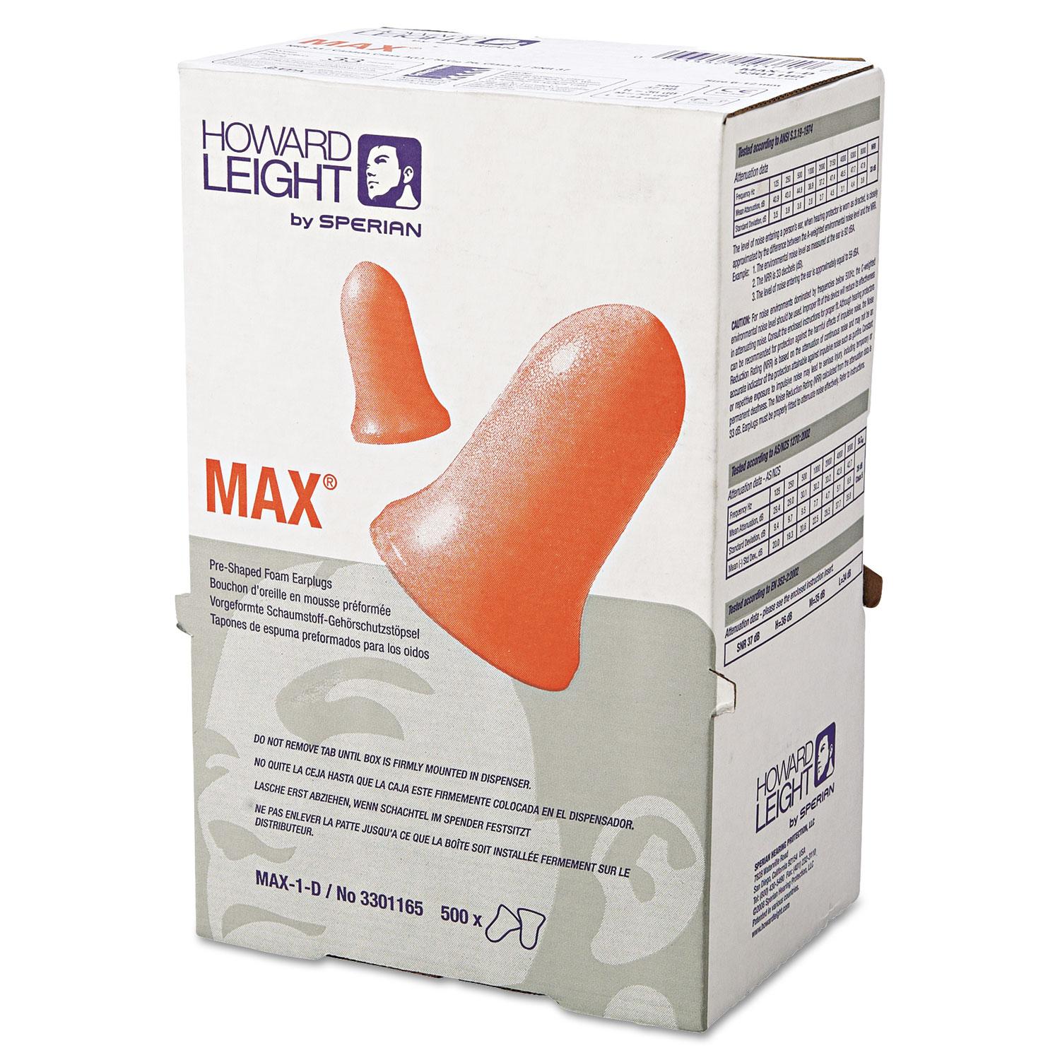 Howard Leight® by Honeywell Maximum-1 D Single-Use Earplugs, Cordless, 33NRR, Coral, LS 500 Refill