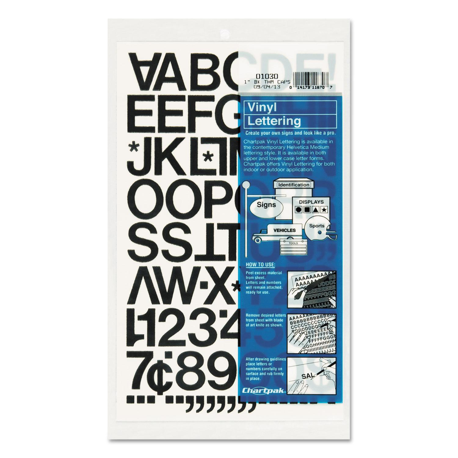 Chartpak® Press-On Vinyl Numbers, Self Adhesive, Black, 4