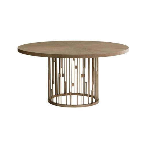 Rendezvous Round Metal Dining Table, Round Wooden And Metal Dining Table