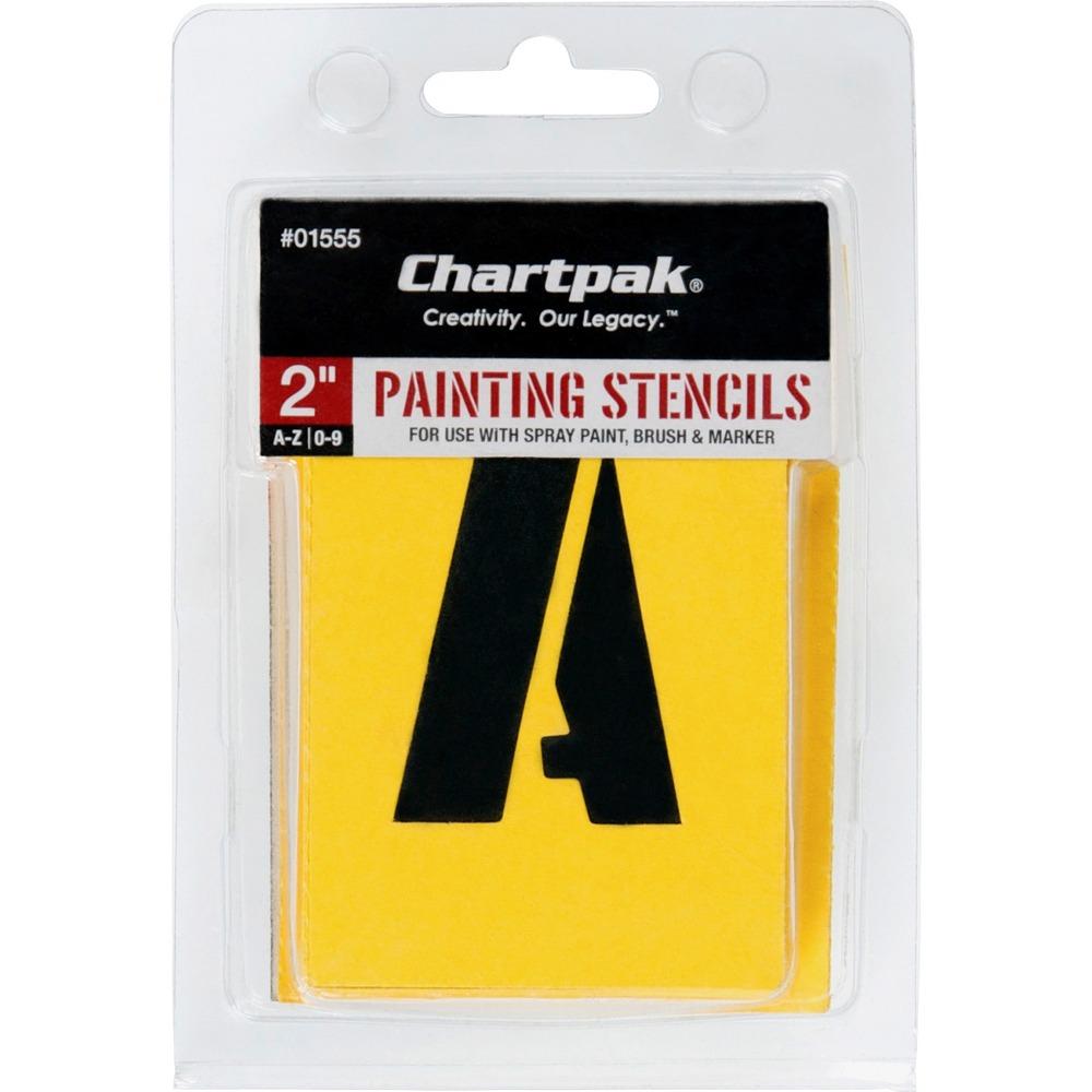 Stencil Numbers/Letters, f/Painting, 2", 35/ST, Yellow