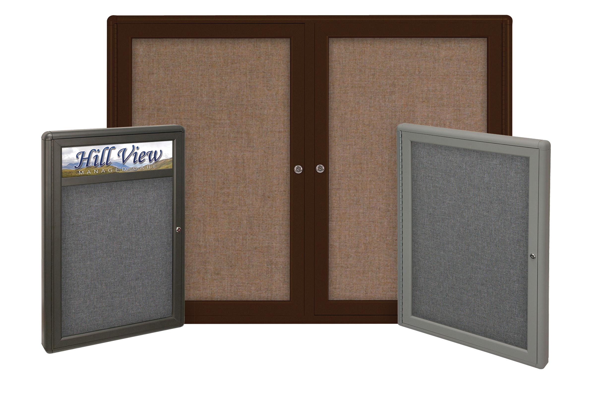 Contemporary Fabric Tack Board, 2 Door, 47"W x 34"H - Frame Finish: Gray Board Color: Gray
