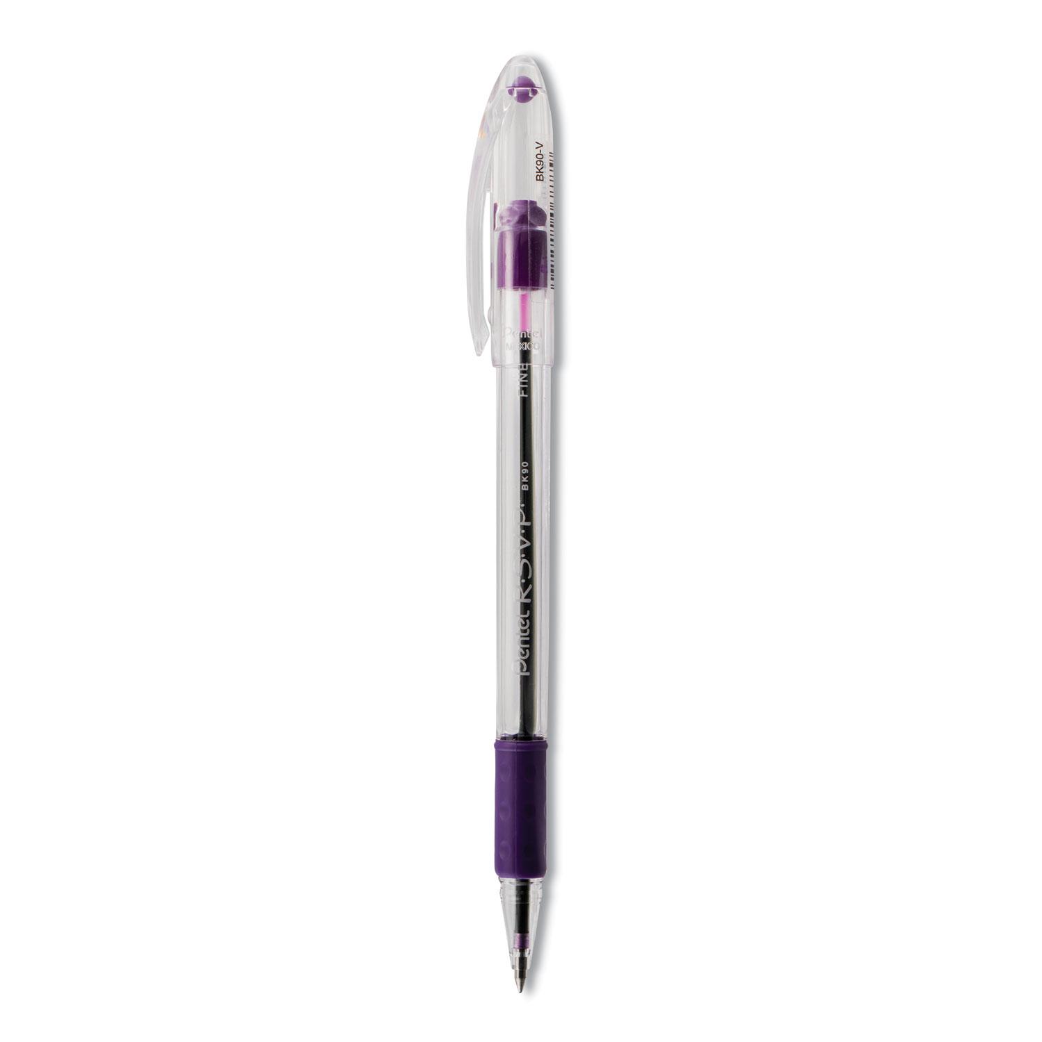 Pentel® R.S.V.P. Stick Ballpoint Pen, .7mm, Trans Barrel, Violet Ink, Dozen