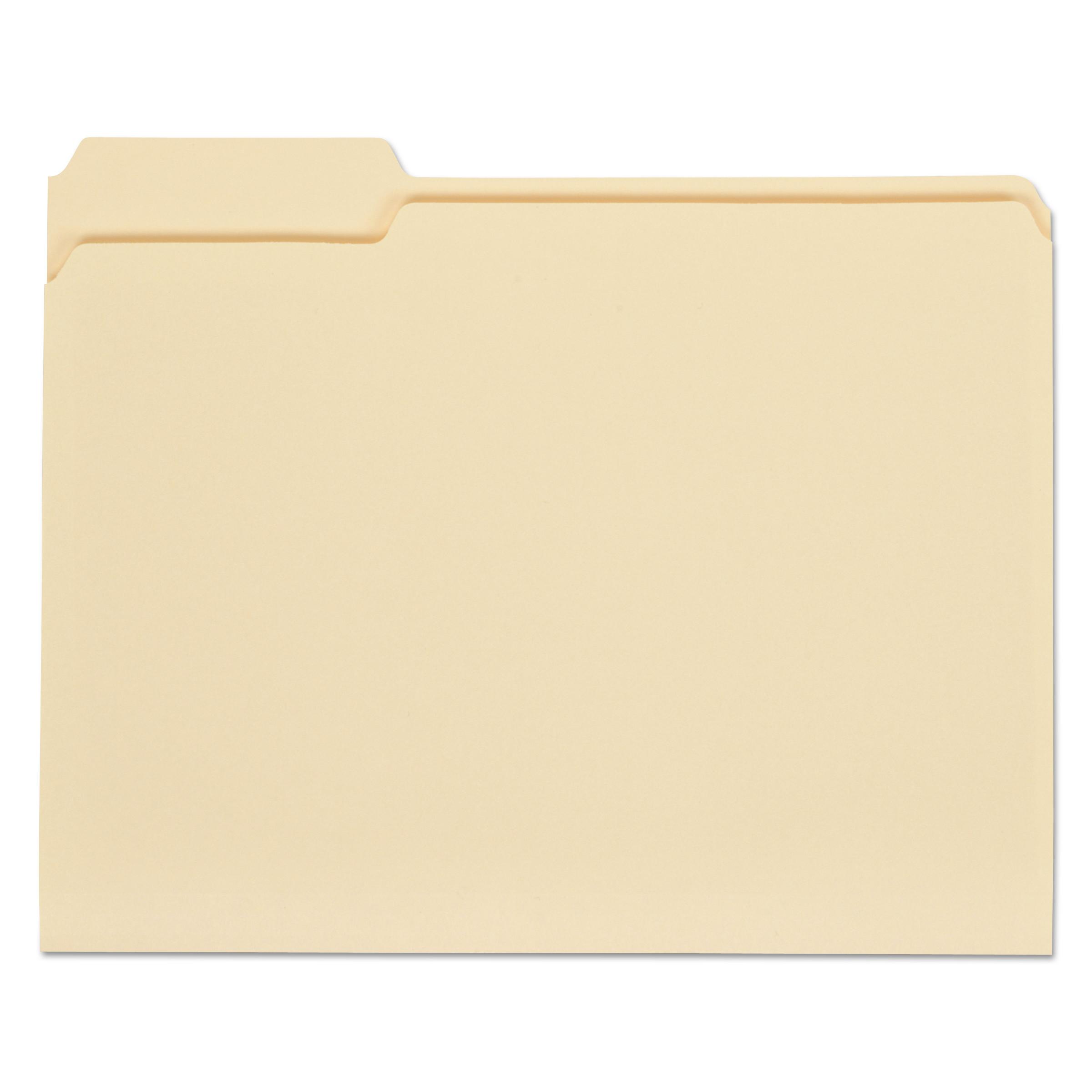 Universal® File Folders, 1/3 Cut Assorted, One-Ply Top Tab, Letter, Manila, 100/Box