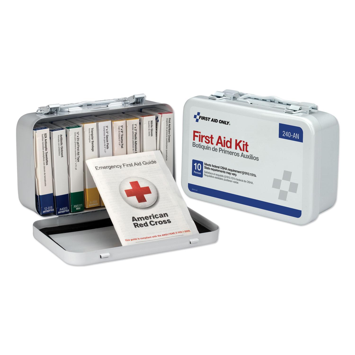 First Aid Only™ Unitized First Aid Kit for 10 People, 64-Pieces, OSHA/ANSI, Metal Case