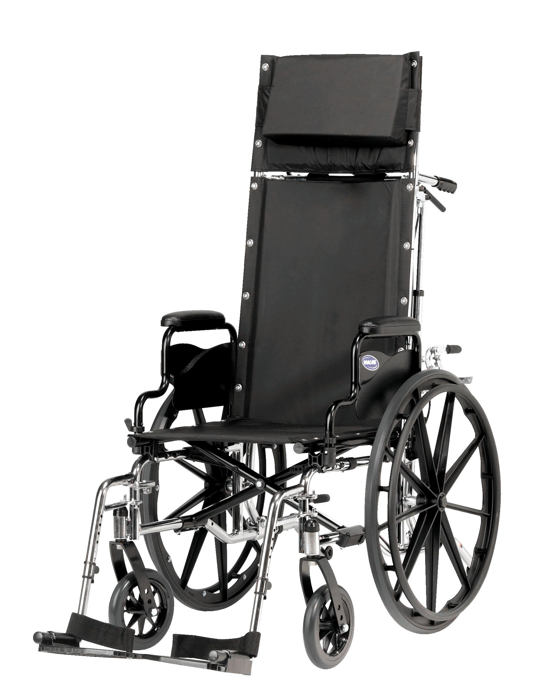 9000XT Reclining Wheelchair, 18"W x 17"D, 19-1/2" STF - ArmrestStyle: Fixed Desk FrontRiggingStyle: Swingaway Footrest UpholsteryColor: Black Nylon FrameColor: Black Satin