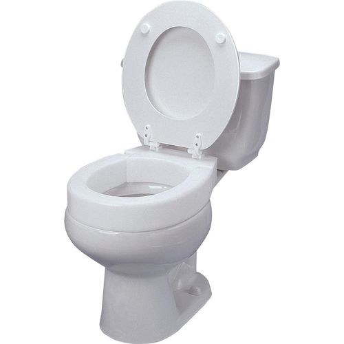 MABIS Hinged Elevated Toilet Seat Riser, Elongated, Made in USA, White