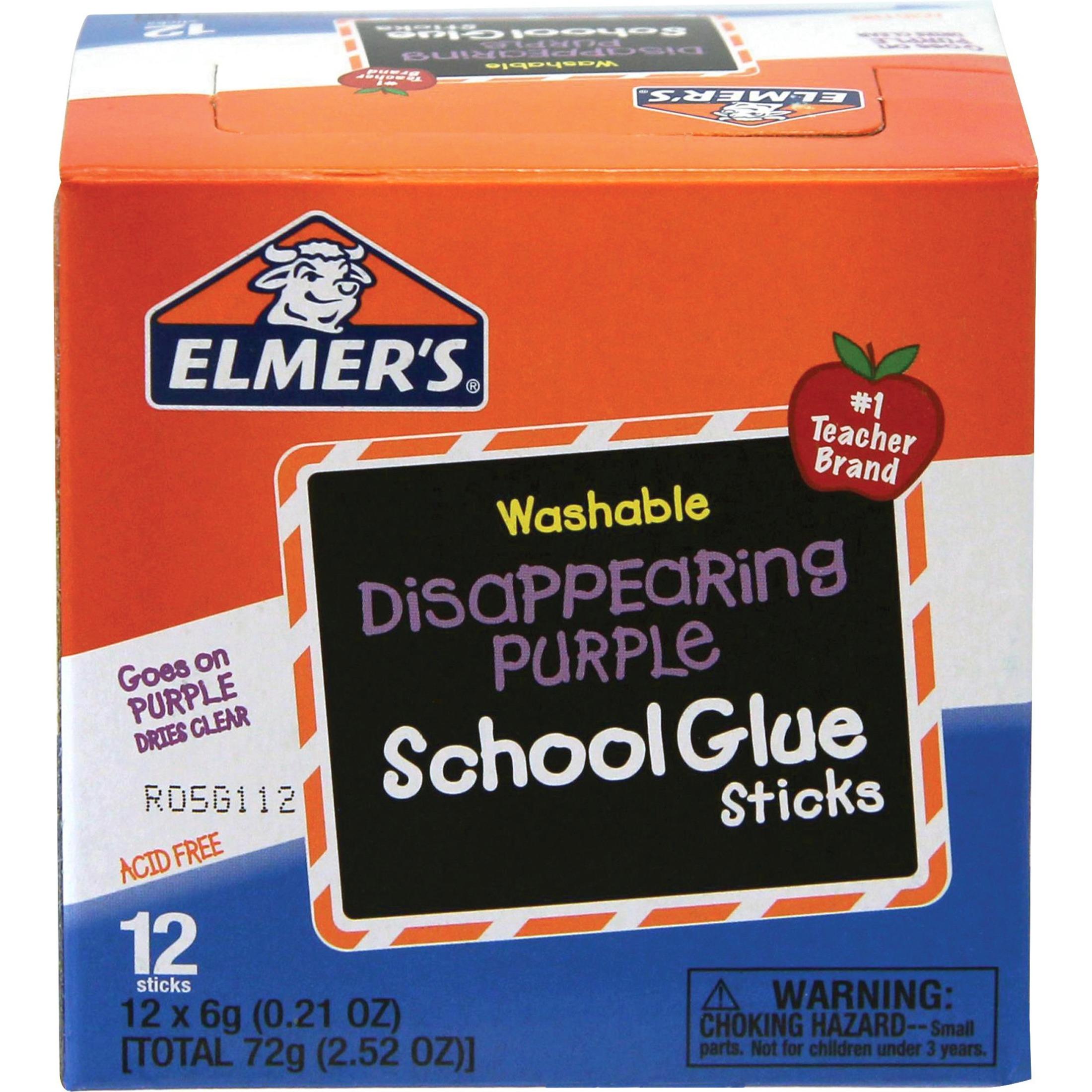 Glue Sticks, 0.21 oz, 12/BX, Purple Dries Clear
