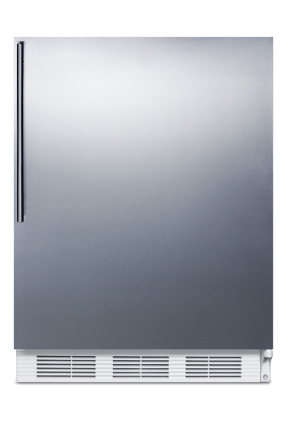 Summit Built-In Undercounter All-Refrigerator, Commercial Listed, Stainless Steel Door, Thin Handle, White Cabinet, Freezerless Refrigerator