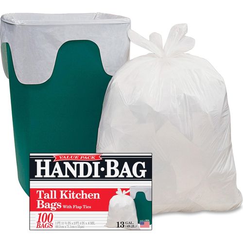 13 Gallon Garbage Bags, Drawstring :Clear, 1 mil, 24x31, 250 Bags.