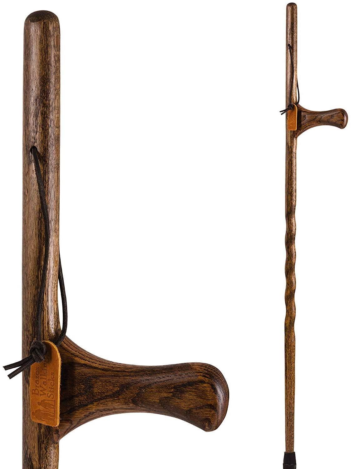 Brazos Dual Purpose Staff Wood Walking Stick Hiking Trekking Pole Cane, 55 Inches