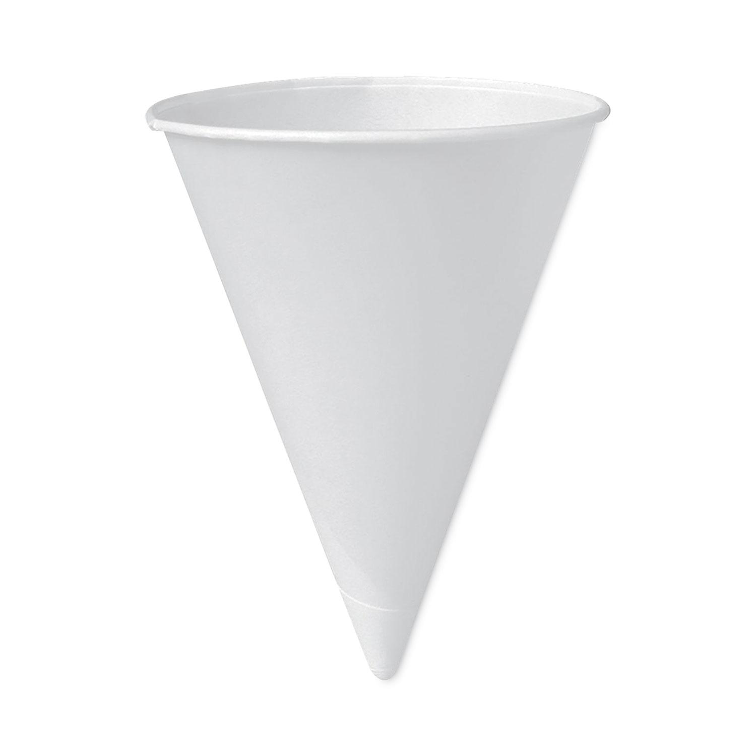 SOLO® Bare Treated Paper Cone Water Cups, 6 oz, White, 200/Sleeve, 25 Sleeves/Carton