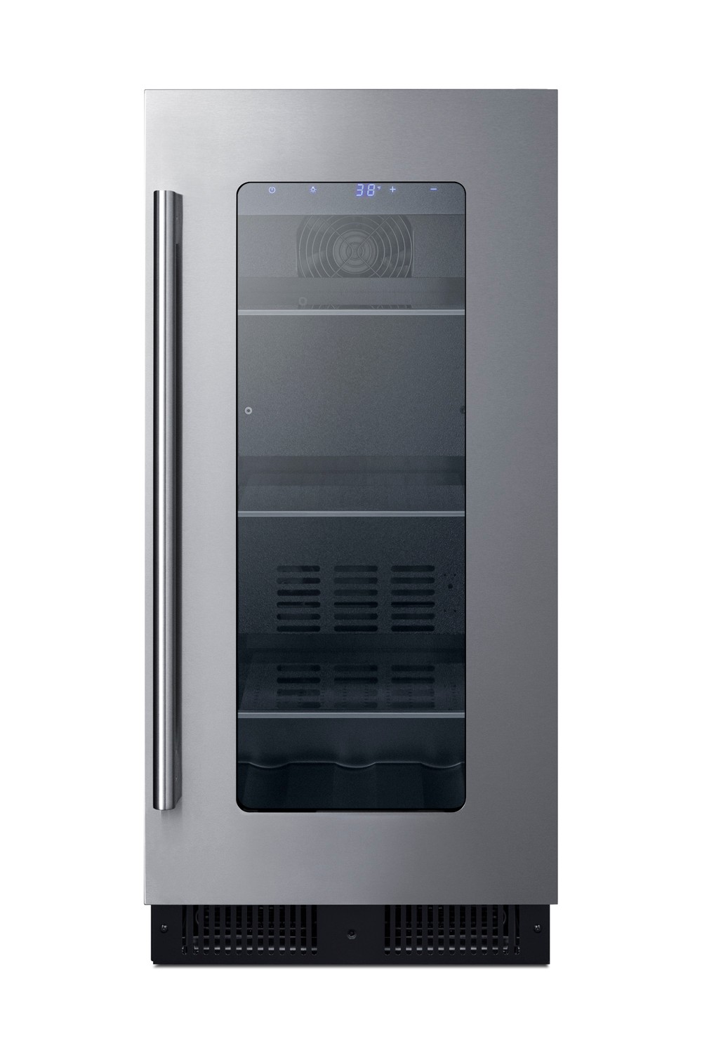 Summit 15" ADA Compliant Built-In Undercounter Glass Door Beverage Cooler With Digital Temperature Control, LED Lighting, and Stainless Steel Cabinet