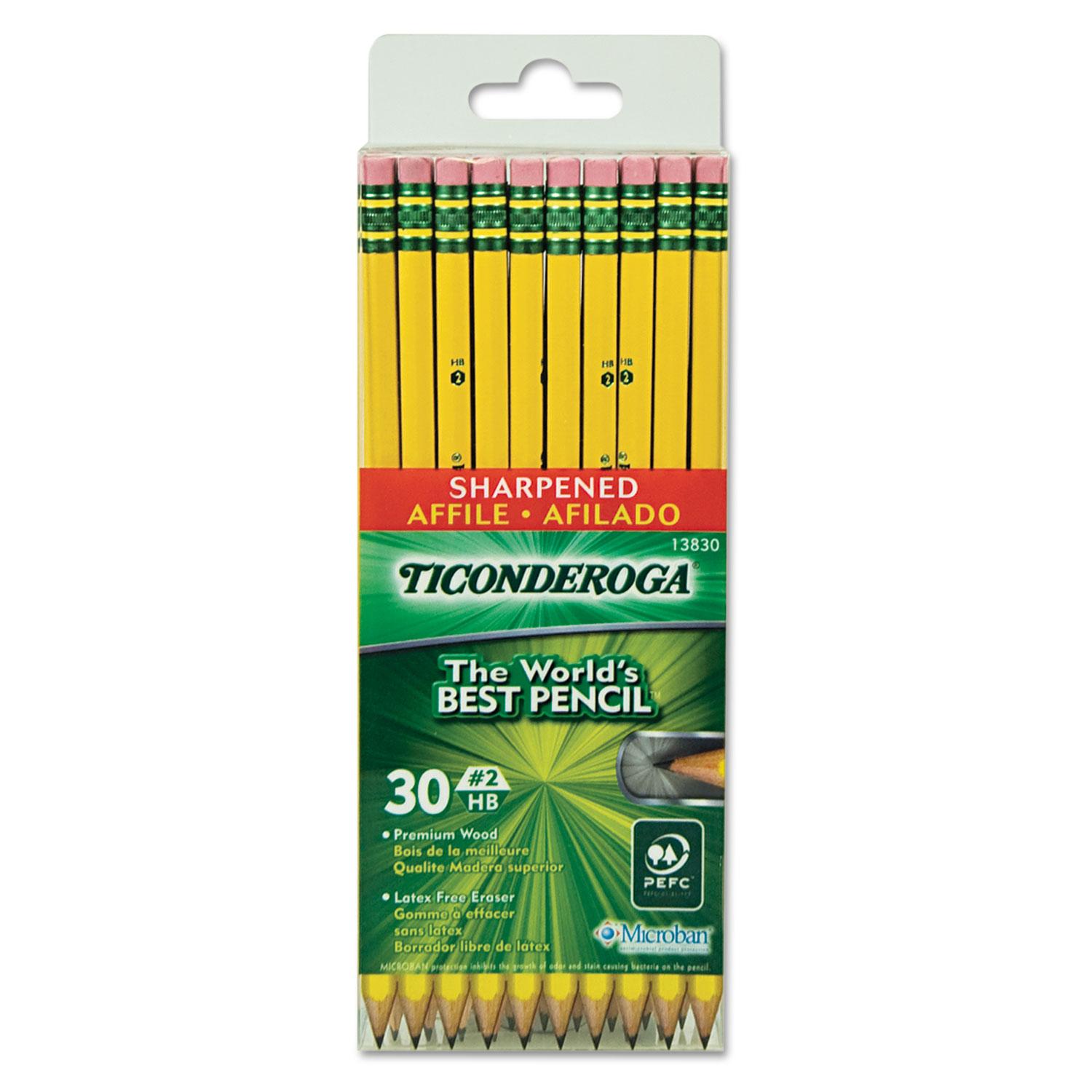 Ticonderoga® Pre-Sharpened Pencil, HB, #2, Yellow Barrel, 30/Pack