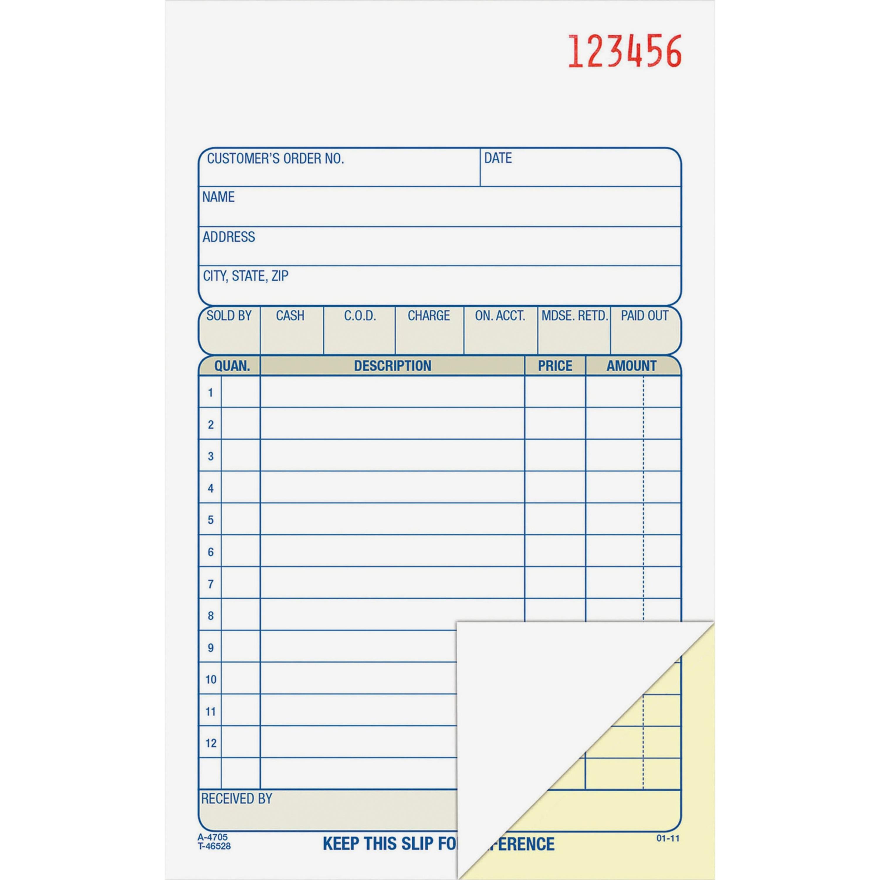 Sales Order Book, 2-Part, 50/Bk, 4-3/16"x7-3/16"