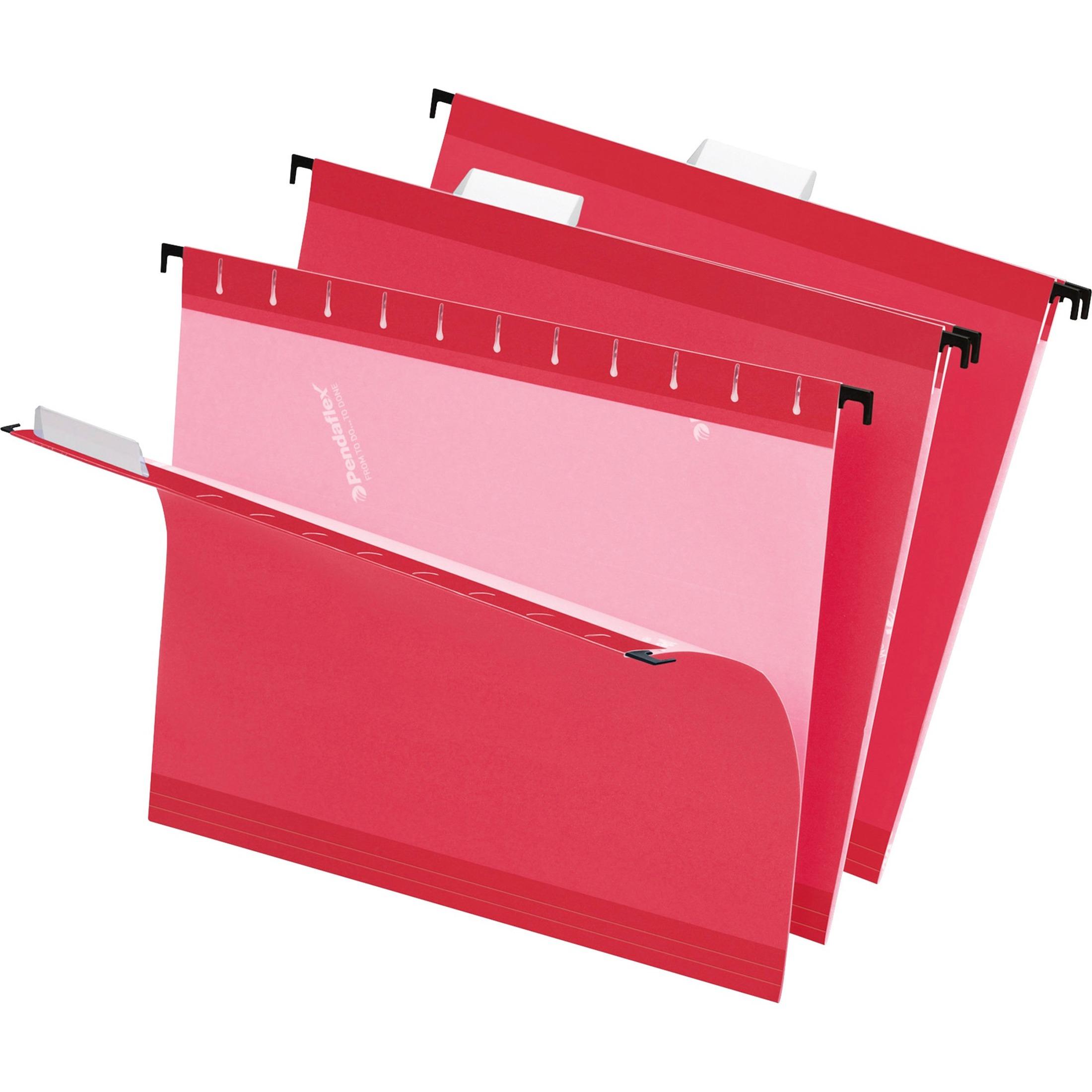 Hanging Folder, 1/5 Tab Cut, Letter, 25/BX, Red