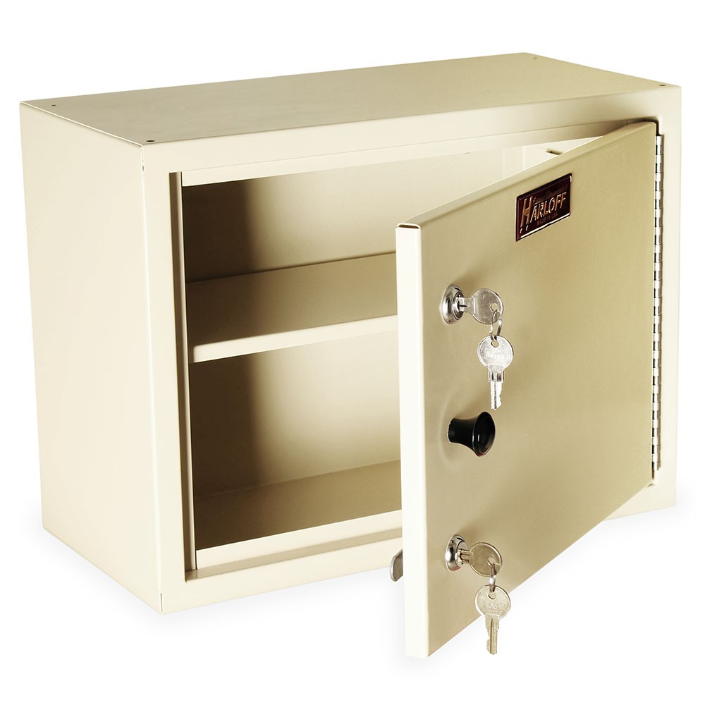 Beige Small Narcotics Cabinet, Double Locking Outer Door with Two Standard Keys
