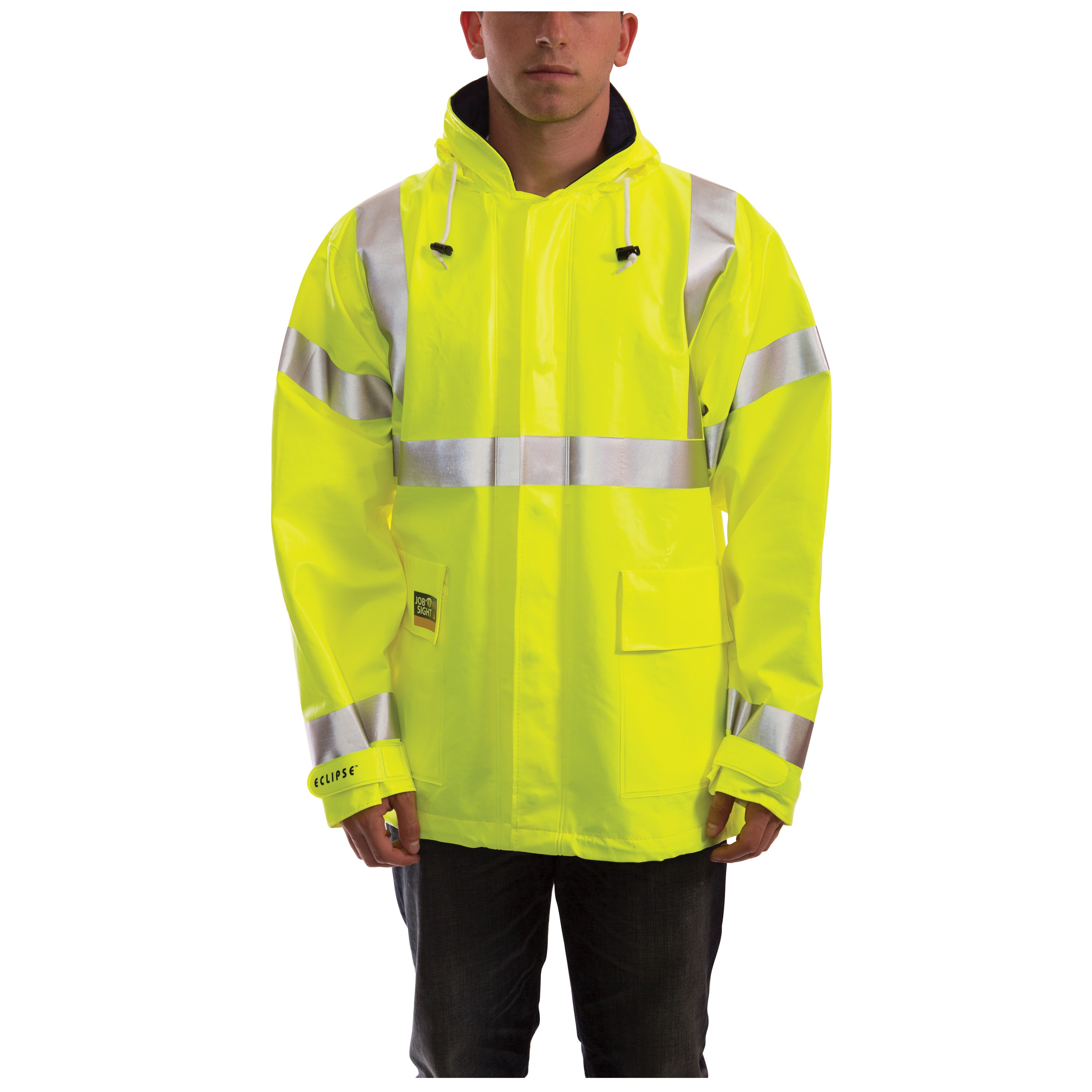 Tingley Eclipse™ J44122.XL Quad-Hazard® Arc Flash and FR Jacket, XL, Fluorescent Yellow/Green, FR PVC on Non-Woven Nomex®, 58 in Chest, Resists: Chemicals, Fire, Flame, Mildew and Water, ANSI/ISEA 107 Type R Class 3, ASTM F1891/F2733/F1959/F1930