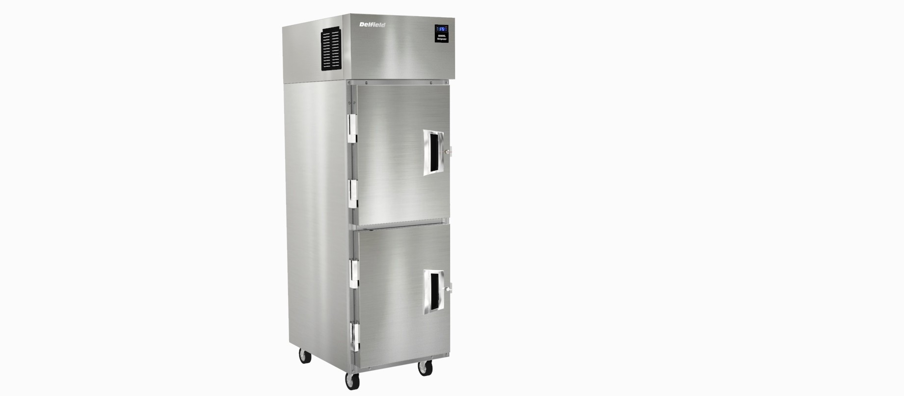 Delfield 6025XL-SH One Section Reach in Refrigerator, Top Mount, Right Hinge, Half Stainless Doors, ABS interior