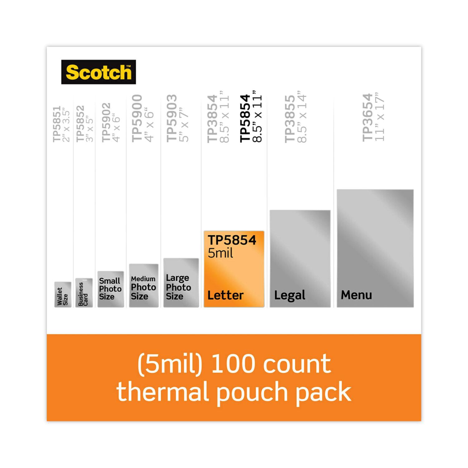 Scotch™ Letter Size Thermal Laminating Pouches, 5 mil, 9" x 11 1/2", 100/Pack