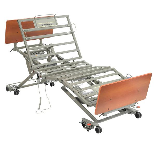 PrimeCare P703 Low Bed, Mobile at Any Height. 36" W x  80" L. 42" Wild Cherry Laminate Panels in Mill Creek collection (Pair), Rotating Assist Bar (Pair), 42" width kit included, converts bed into 36"x 42" W bed. 550 lb Weight Capacity