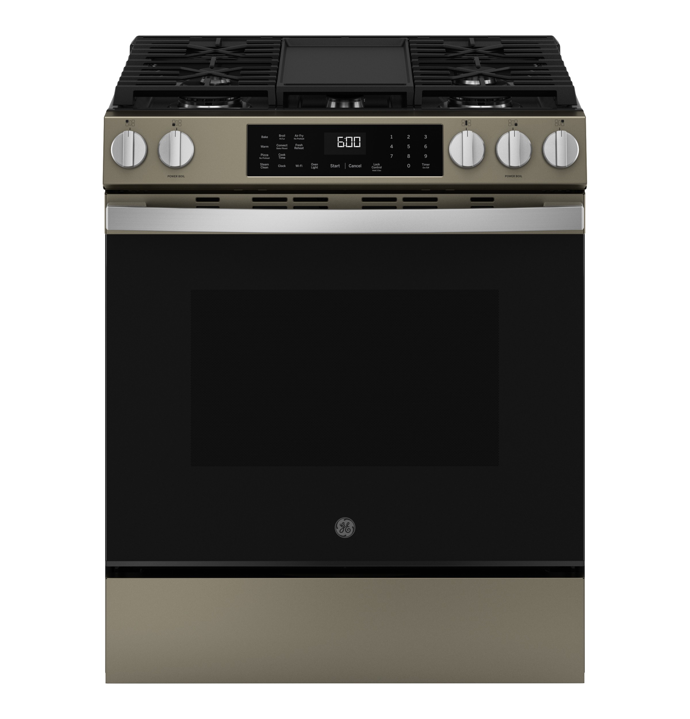 GE® 30" Slide-In Front-Control Convection Gas Range with No Preheat Air Fry, Fingerprint Resistant Slate