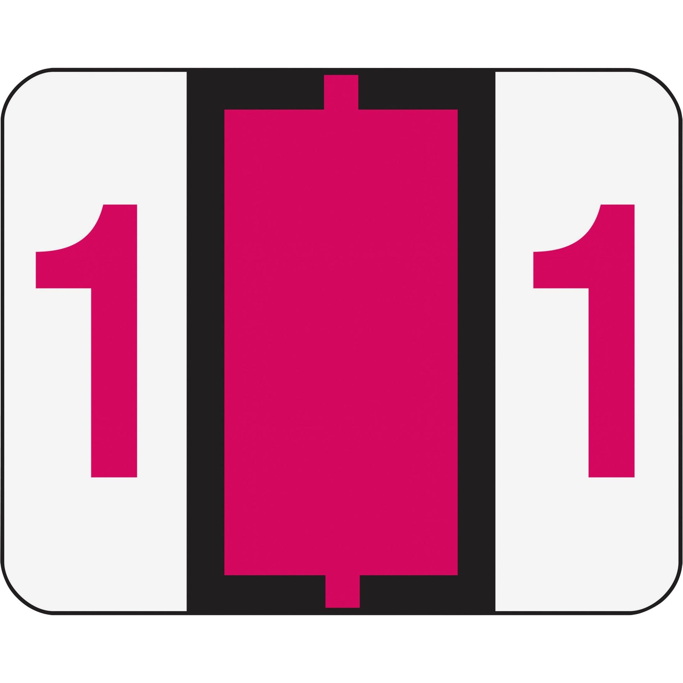 Numeric Coded Labels, "1", 1-1/4"x1", 500/RL, Red