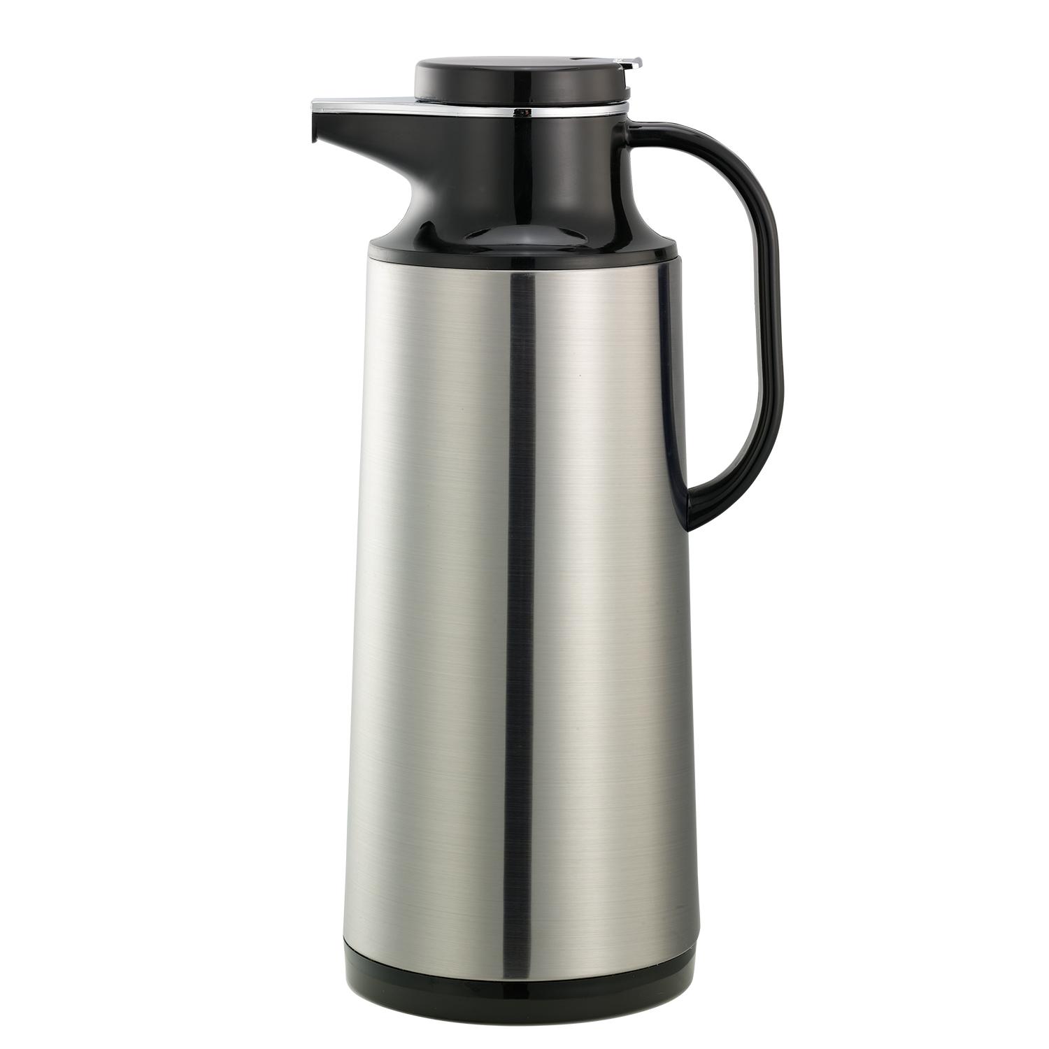 Service Ideas HPS161 Coffee At A Touch, Vacuum Insulated Carafe, Glass Vacuum, 54 Ounce, Brushed Stainless and Black