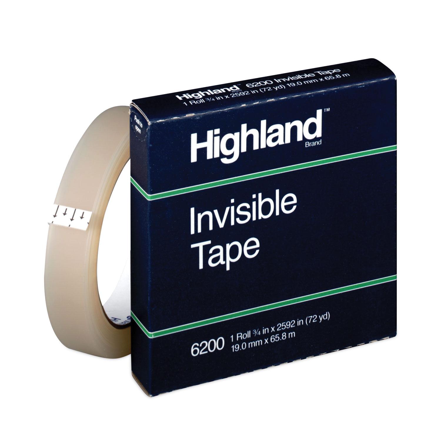 Highland™ Invisible Permanent Mending Tape, 3/4" x 2592", 3" Core, Clear