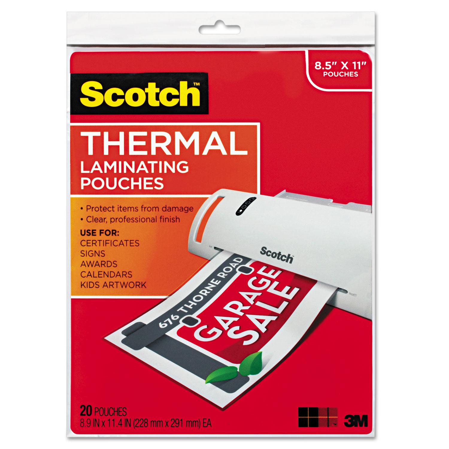 Scotch™ Letter Size Thermal Laminating Pouches, 3 mil, 11 1/2 x 9, 20/Pack