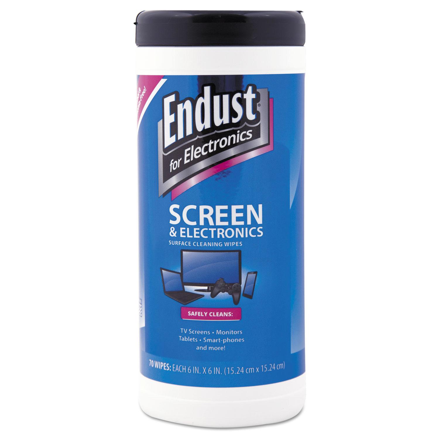 Endust® Antistatic Cleaning Wipes, Premoistened, 70/Canister