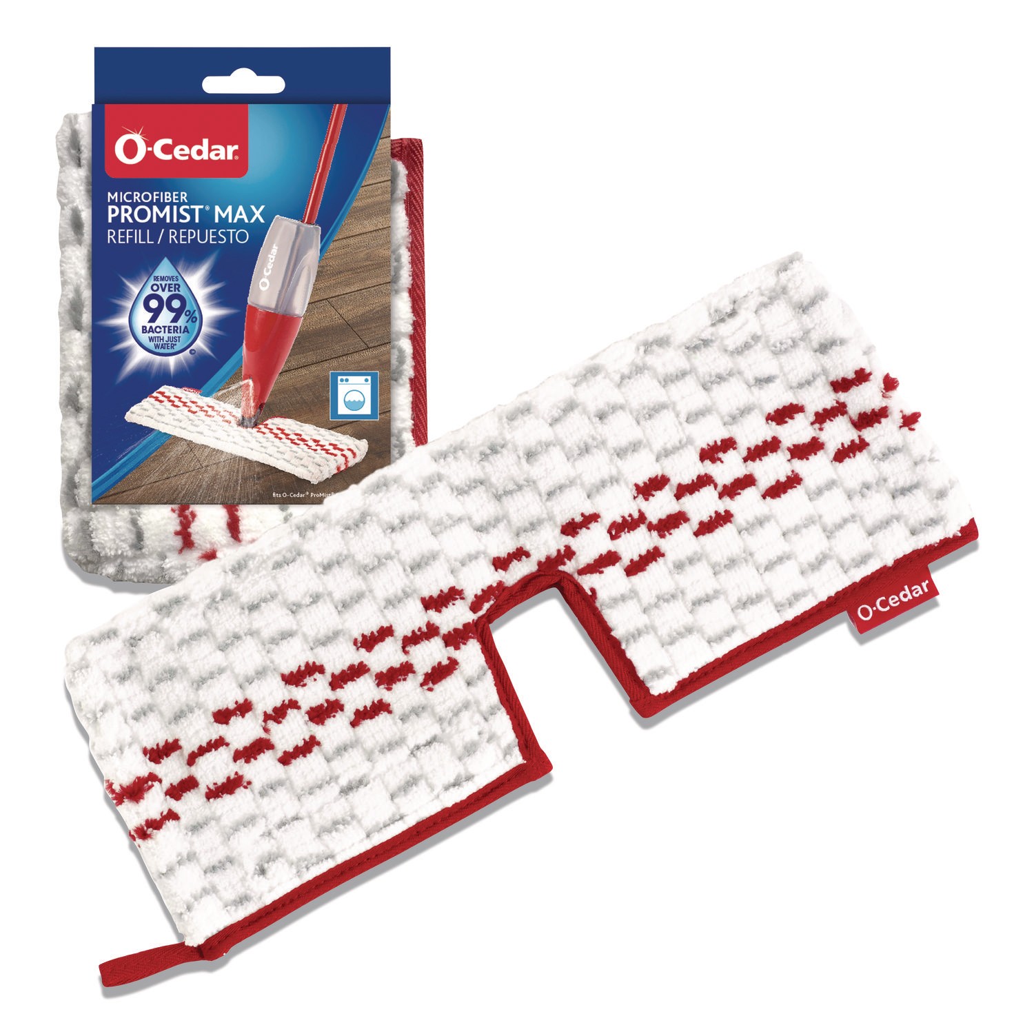 ProMist MAX Refill, Microfiber, Custom Size for ProMist Mop System, Red/White/Gray, 4/Carton