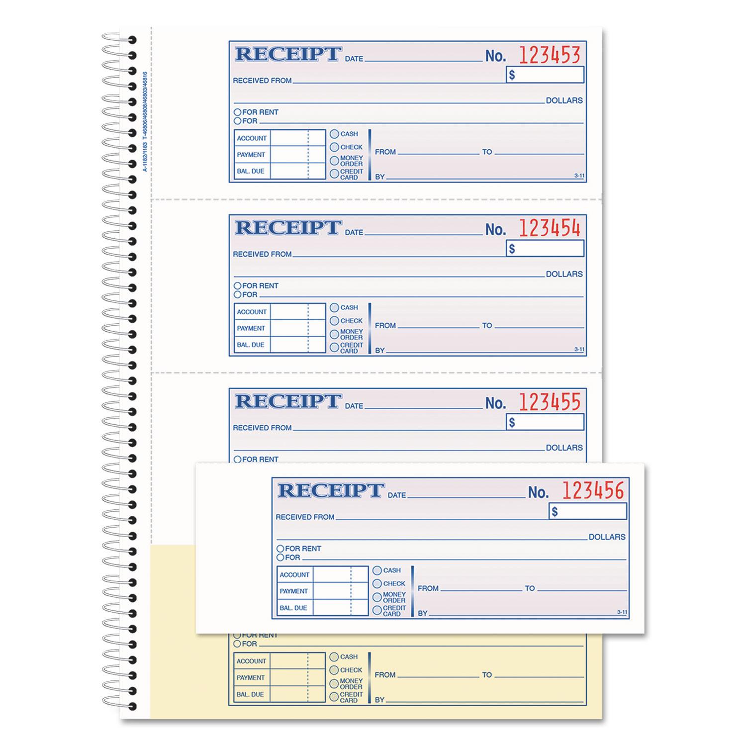 TOPS Money/Rent Receipt Book, 7 1/8 x 2 3/4, 2-Part Carbonless, 200 Sets/Book