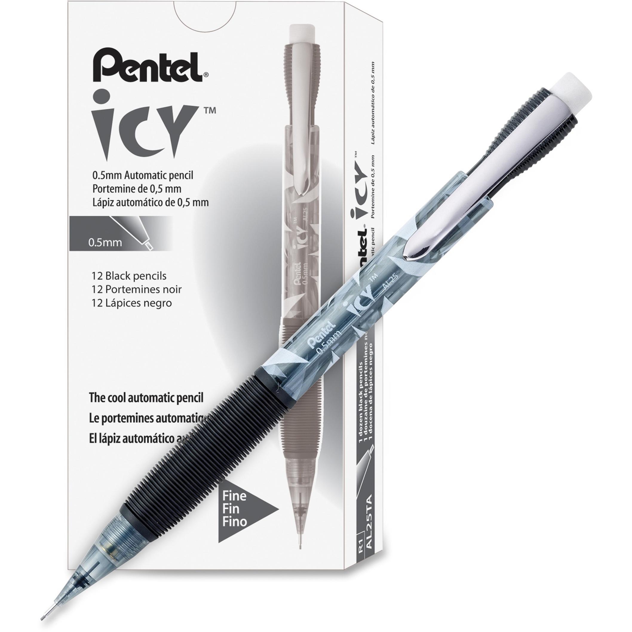 Mechanical Pencil, w/ Pocket Clip, Refill, 0.5 mm, 12/DZ, BK