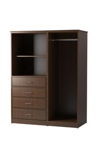 Made-to-Order Chest: 4 Drawers with Hutch and Open Wardrobe