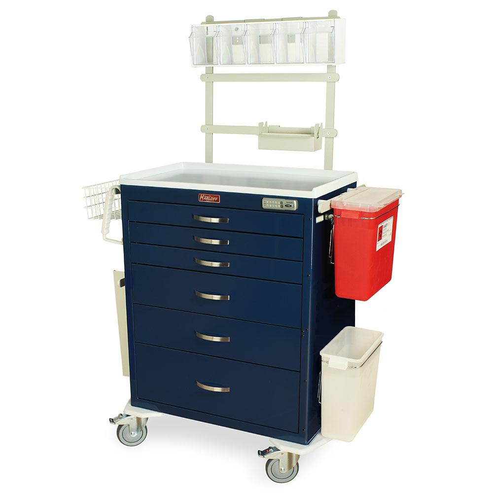 Navy M-Series Tall Anesthesia Cart with MD30-ANS Package, Standard Width, Six Drawers, Key Lock