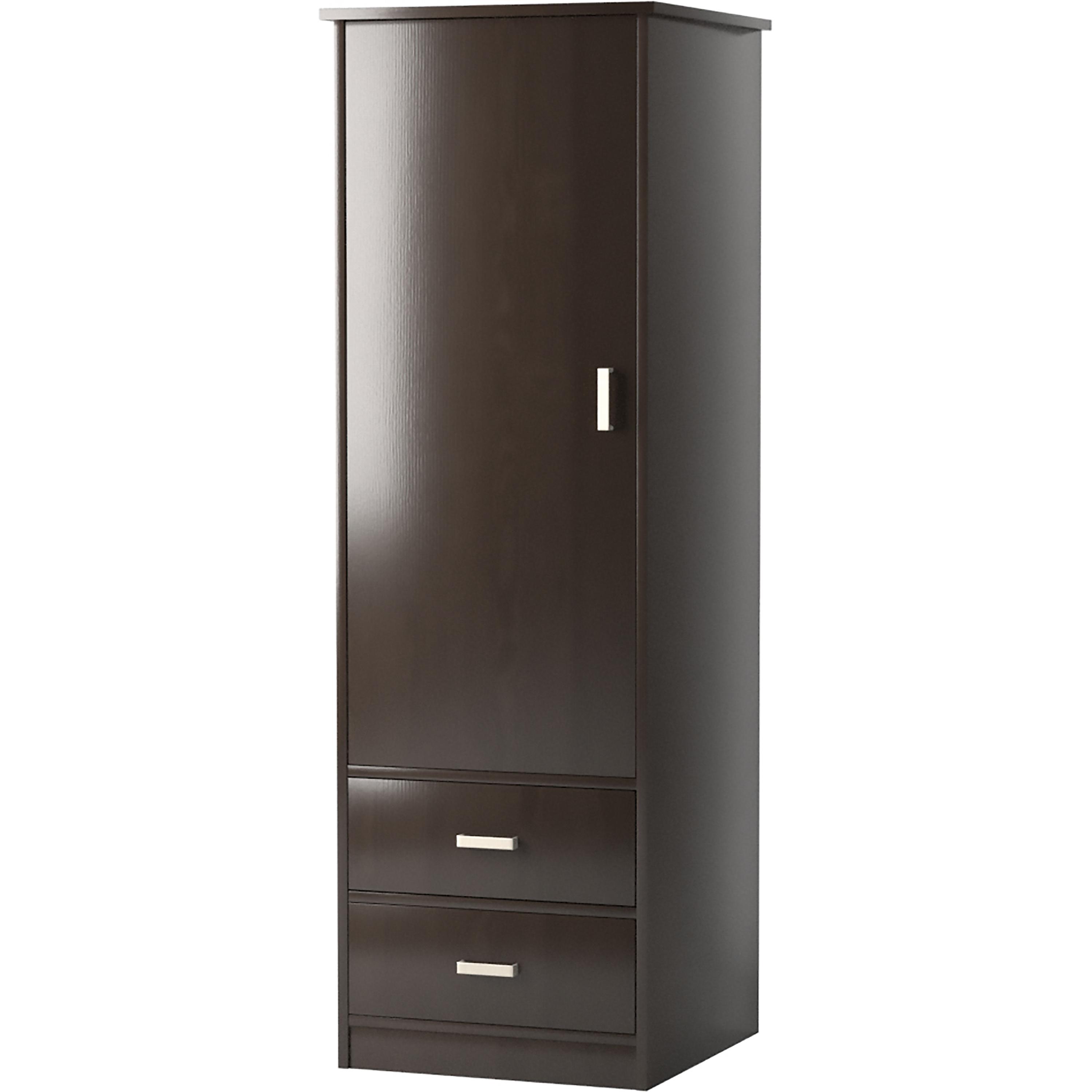 Maxwell Thomas® Cavallino 1-Door, 2-Drawer Wardrobe - Casegood Finish: Charcoal Pull Color: Square Nickel Bar Pull
