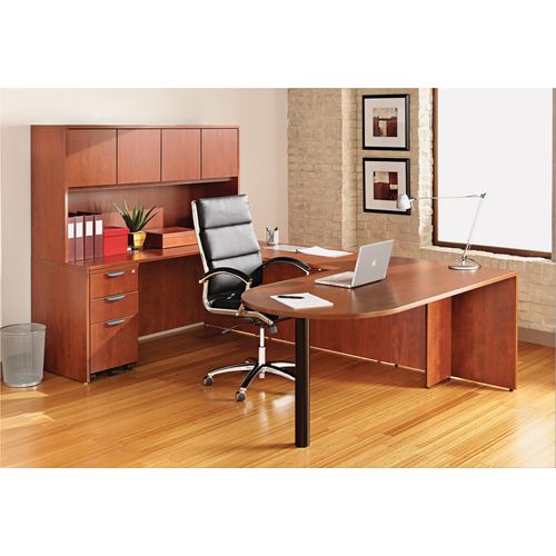 Alera® Valencia Series D-Top Desk - Finish: Mahogany (2D917) | Direct Supply