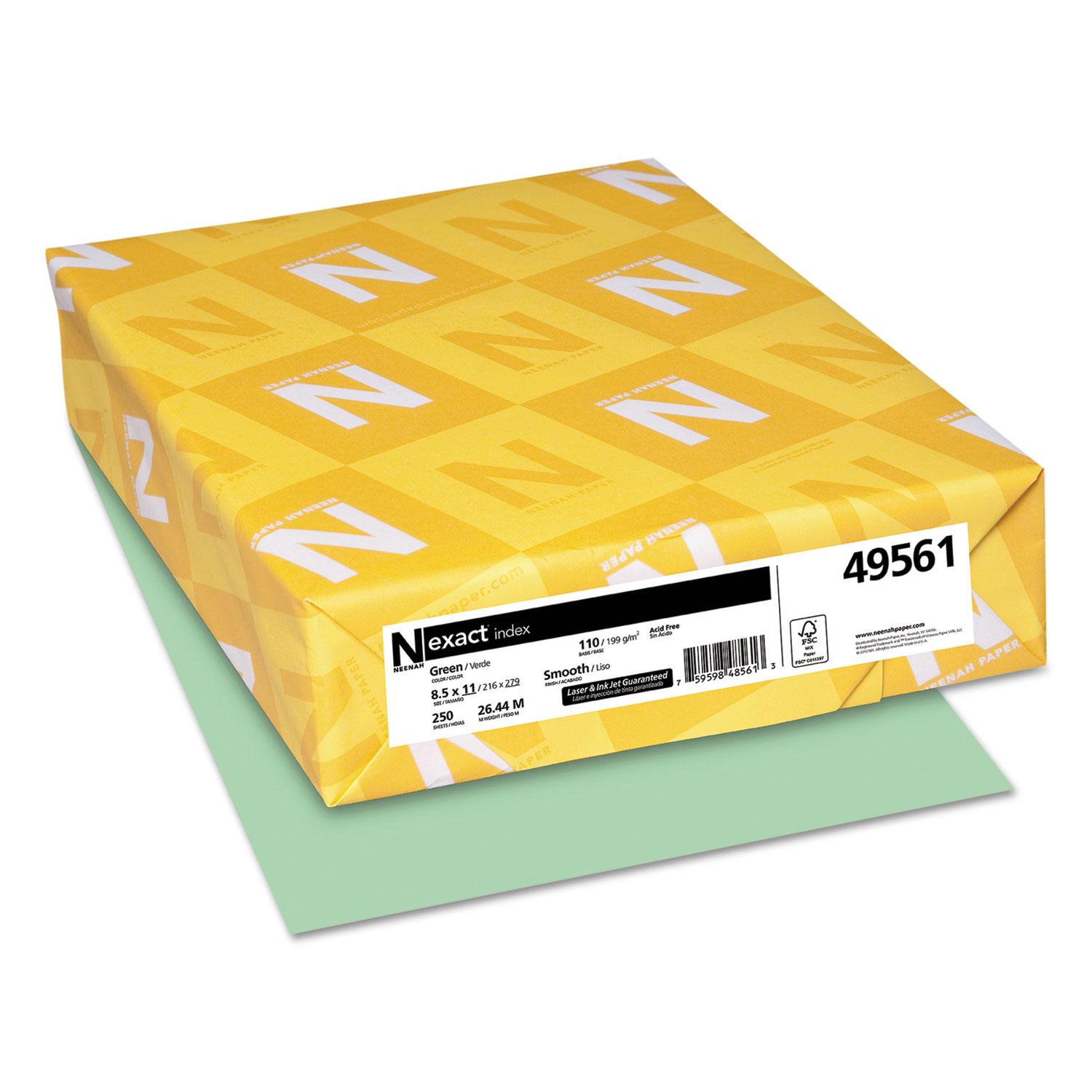 Neenah Paper Exact Index Card Stock, 110lb, 8 1/2 x 11, Green, 250 Sheets