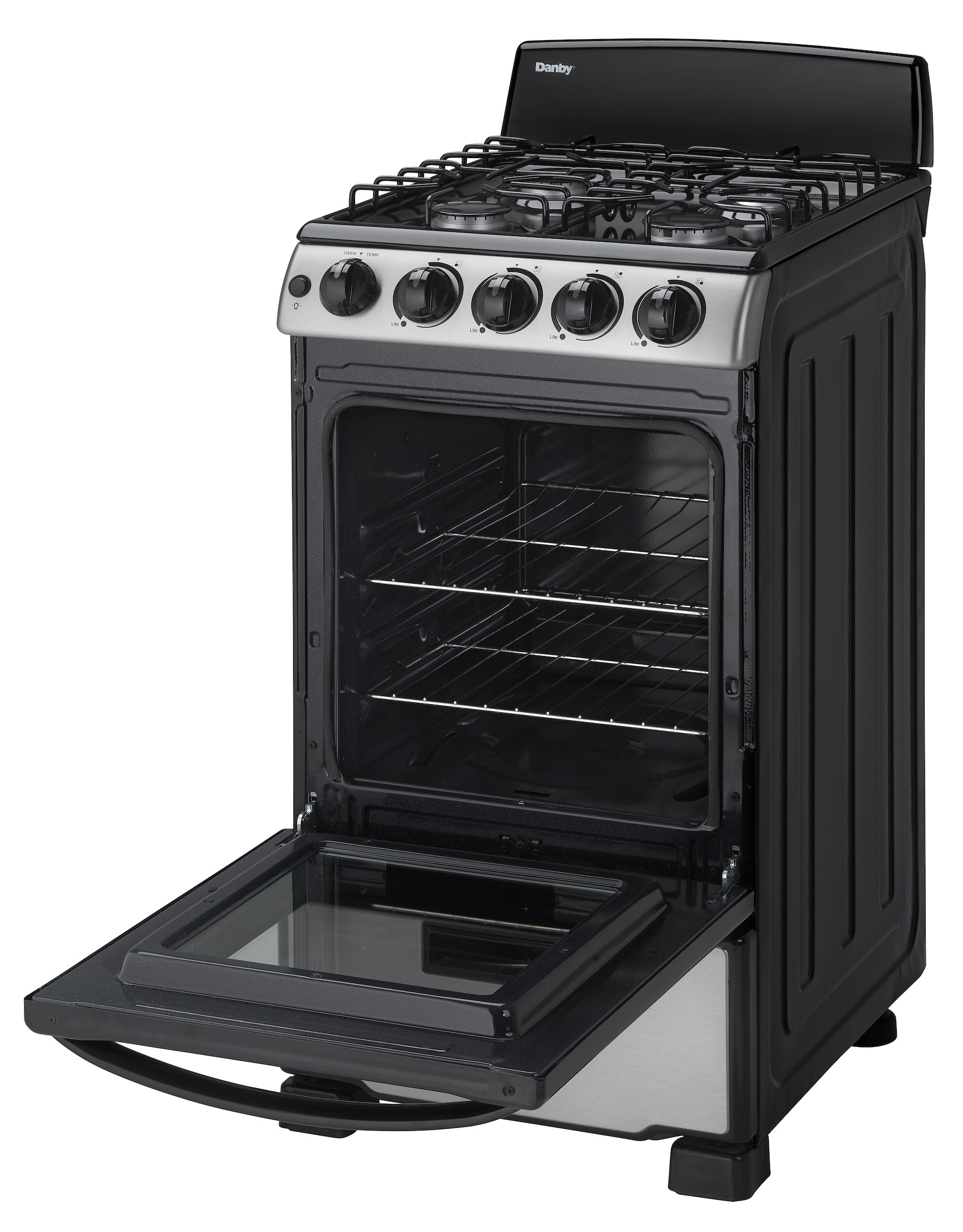 20" Wide Gas Range, 2.3 CF, Oven, Black Stainless Steel