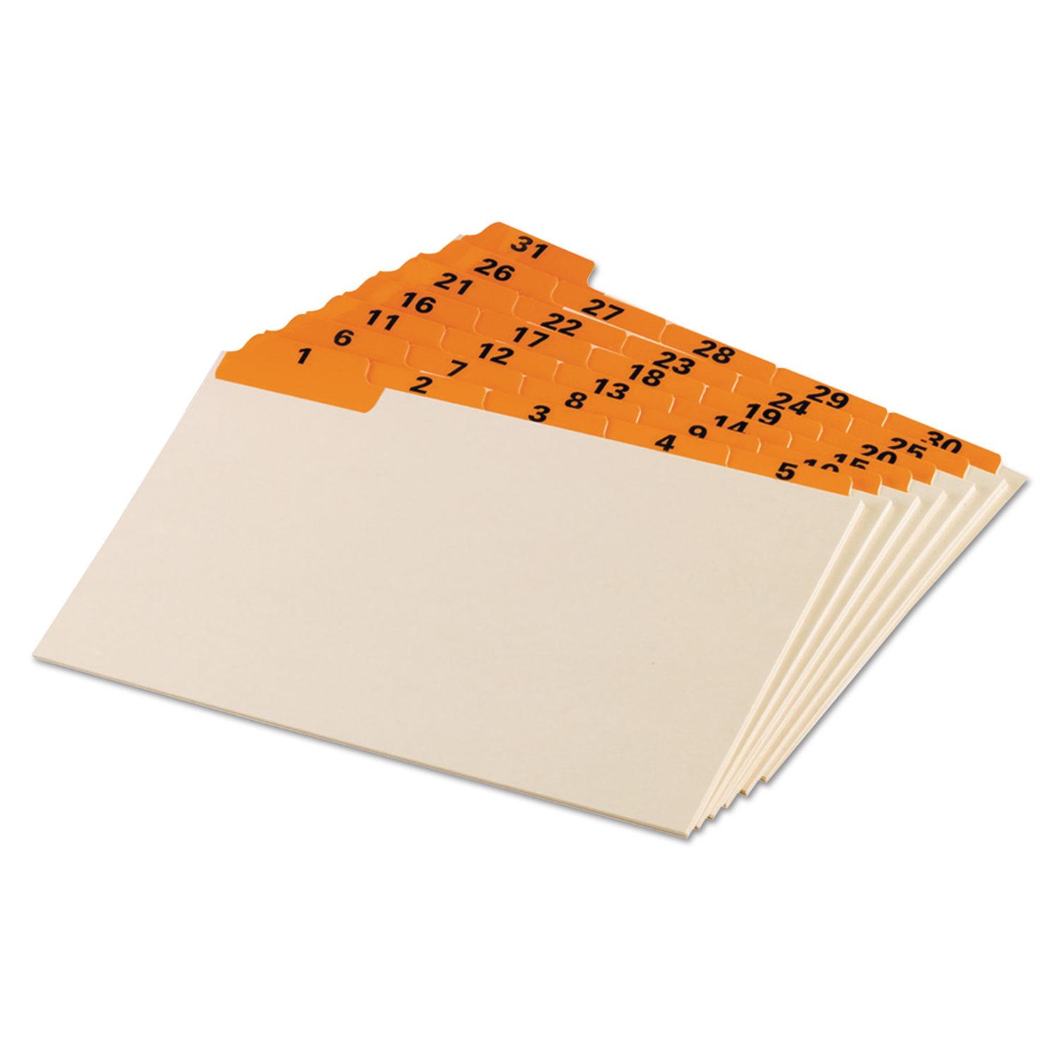 Oxford™ Laminated Tab Index Card Guides, Daily, 1/5 Tab, Manila, 5 x 8, 31/Set