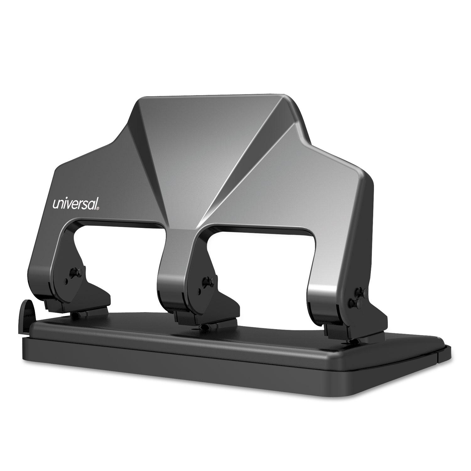 Universal® 30-Sheet Three-Hole Power Assist Punch, Black