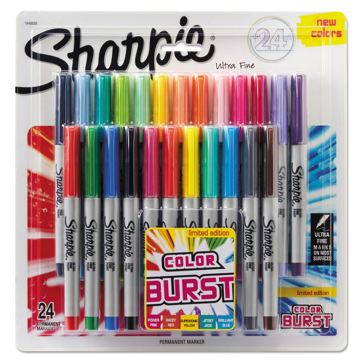 Sharpie® Ultra Fine Tip Permanent Marker, Color Burst Assortment, 24/Pack