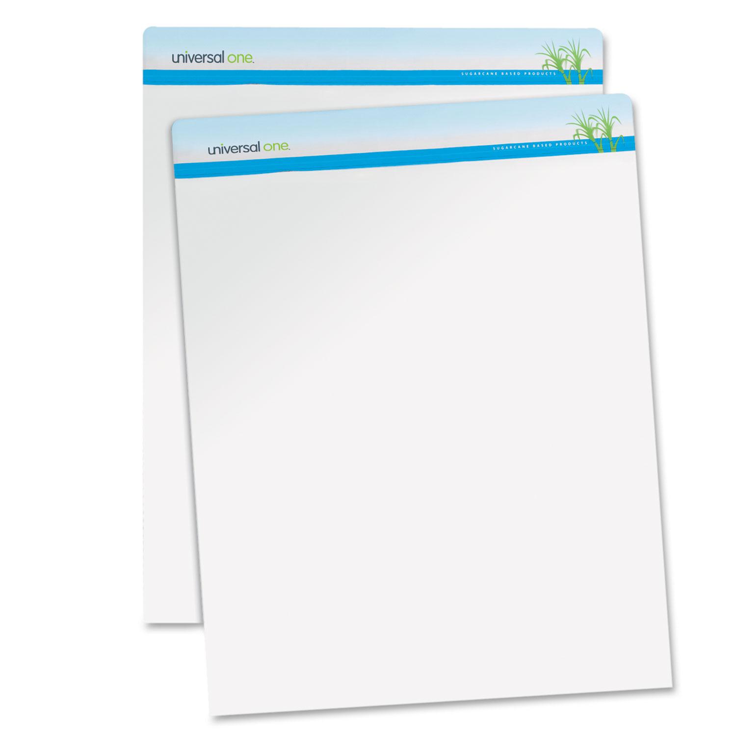 Universal® Sugarcane Based Easel Pads, Unruled, 27 x 34, White, 50 Sheets, 2 Pads/PK