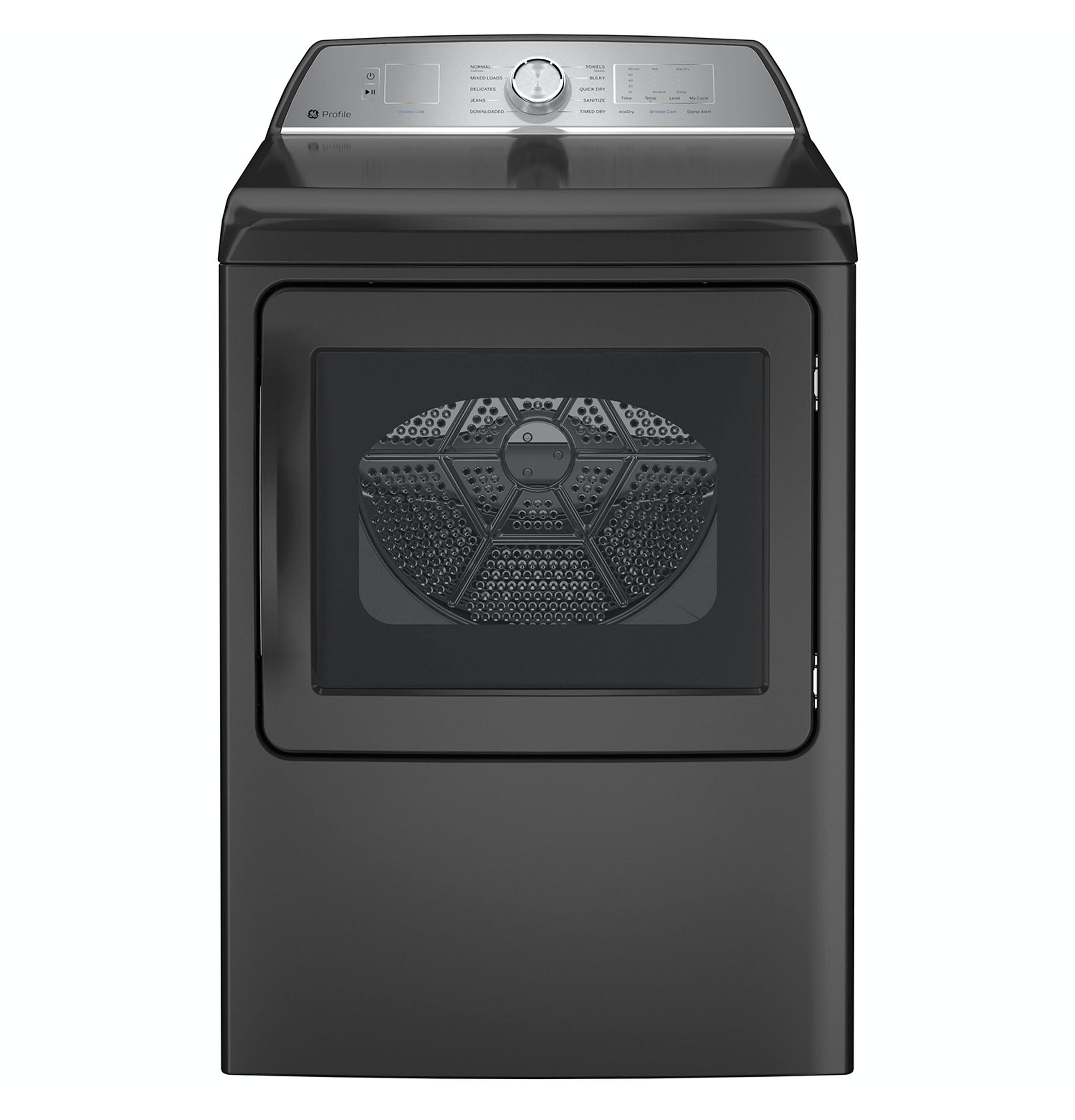 GE® Profile™ 7.4 cu. ft. Capacity aluminized alloy drum Gas Dryer with Sanitize Cycle and Sensor Dry, ENERGY STAR®, Diamond Gray