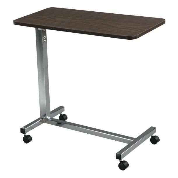 AmFab Economy Adjustable Overbed Table, Vinyl, Walnut (12418)