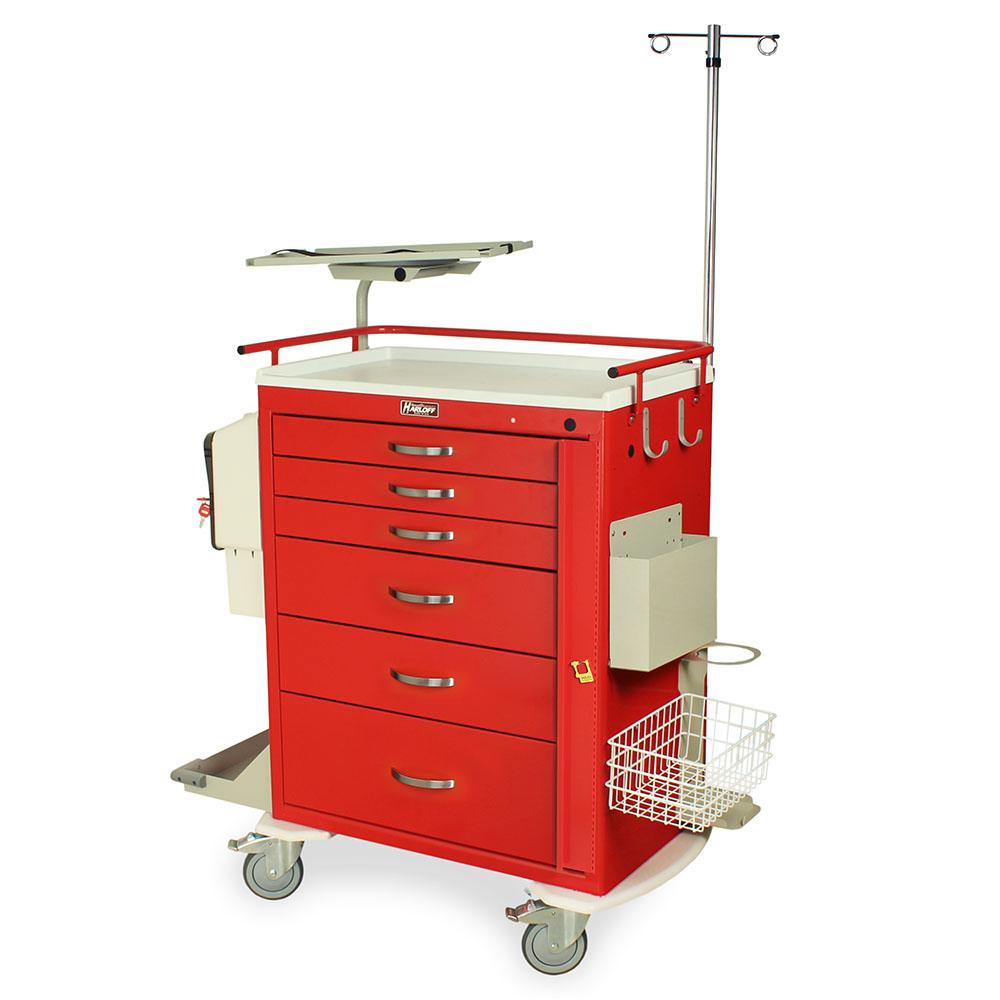 Red M-Series Tall Emergency Crash Cart with MD30-EMG3 Super Stat Package