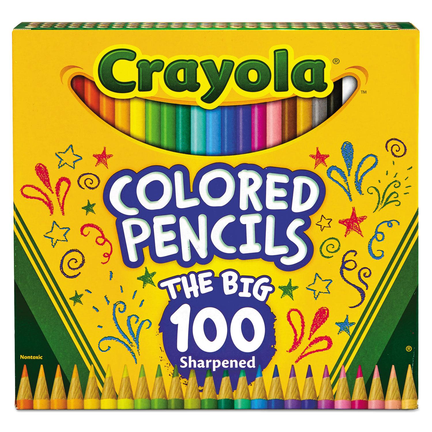 Crayola® Long Barrel Colored Woodcase Pencils, 3.3 mm, 100 Assorted Colors/Set